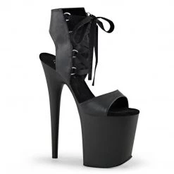 Pleaser FLAMINGO-800-14 Black Faux Leather Platform Sandal Boots