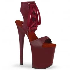 Pleaser FLAMINGO-800-14 Burgundy Faux Leather/Burgundy Matte Platform Sandal Shoes
