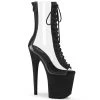 Pleaser Boots FLAMINGO-800-34FS Clear-Black Faux Suede Ankle Boot