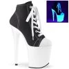 Pleaser FLAMINGO-800SK-02 Black Canvas/Neon White Sneaker Heels
