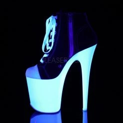 Pleaser FLAMINGO-800SK-02 Black Canvas/Neon White Sneaker Heels