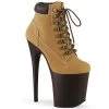 Pleaser Boots FLAMINGO-800TL-02 Tan Nubuck Faux Leather/DarkBrown Matte Boot