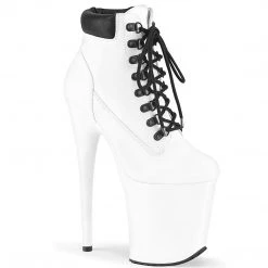 Pleaser Boots FLAMINGO-800TL-02 White Nubuck Faux Leather/White Matte Boot