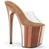 Pleaser Shoes FLAMINGO-801 Clear/Rose Gold Chrome Slide
