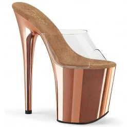 Pleaser Shoes FLAMINGO-801 Clear/Rose Gold Chrome Slide