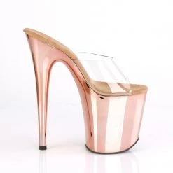 Pleaser Shoes FLAMINGO-801 Clear/Rose Gold Chrome Slide