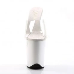 Pleaser FLAMINGO-801 Clear/White Slide Shoes