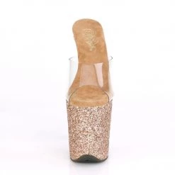 Pleaser FLAMINGO-801LG Clear/Rose Gold Multi Glitter Slide