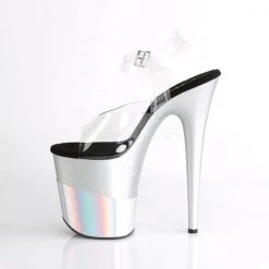 Pleaser FLAMINGO-808-2HGM Clear/Silver Glitter-Hologram Platform Sandal 10 Pleaser FLAMINGO-808-2HGM Clear/Silver Glitter-Hologram Platform Sandal