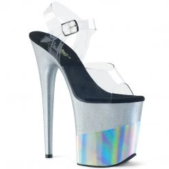 Pleaser FLAMINGO-808-2HGM Clear/Silver Glitter-Hologram Platform Sandal 13 Pleaser FLAMINGO-808-2HGM Clear/Silver Glitter-Hologram Platform Sandal