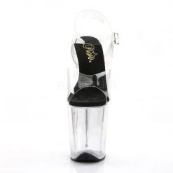 Pleaser FLAMINGO-808 Clear-Black/Clear Platform Sandal Shoes