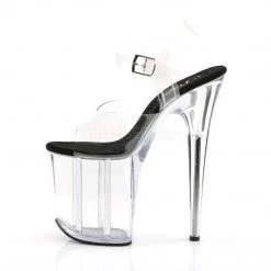 Pleaser FLAMINGO-808 Clear-Black/Clear Platform Sandal Shoes
