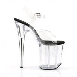 Pleaser FLAMINGO-808 Clear-Black/Clear Platform Sandal Shoes
