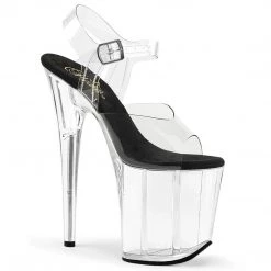 Pleaser FLAMINGO-808 Clear-Black/Clear Platform Sandal Shoes