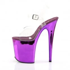 Pleaser FLAMINGO-808 Clear/Purple Chrome Platform Sandal