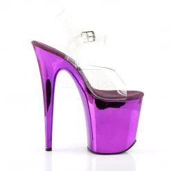Pleaser FLAMINGO-808 Clear/Purple Chrome Platform Sandal