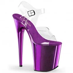 Pleaser FLAMINGO-808 Clear/Purple Chrome Platform Sandal
