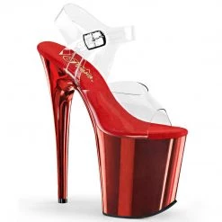Pleaser Shoes FLAMINGO-808 Clear/Red Chrome Platform Sandal