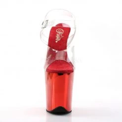 Pleaser Shoes FLAMINGO-808 Clear/Red Chrome Platform Sandal