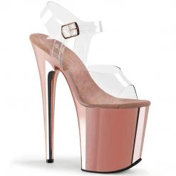 Pleaser New Arrivals FLAMINGO-808 Clear/Rose Gold Chrome Platform Sandal
