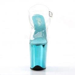 Pleaser FLAMINGO-808 Clear/Turquoise Chrome Platform Sandal