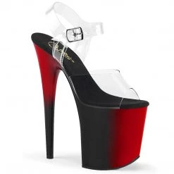 Pleaser FLAMINGO-808BR Clear/Red-Black Platform Sandal Shoes