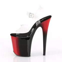 Pleaser FLAMINGO-808BR Clear/Red-Black Platform Sandal Shoes