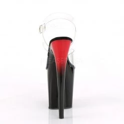 Pleaser FLAMINGO-808BR Clear/Red-Black Platform Sandal Shoes