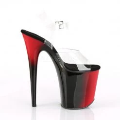 Pleaser FLAMINGO-808BR Clear/Red-Black Platform Sandal Shoes