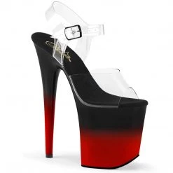 Pleaser FLAMINGO-808BR-H Clear/Black-Red Platform Sandal Shoes