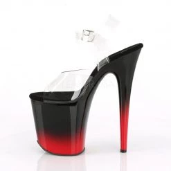 Pleaser FLAMINGO-808BR-H Clear/Black-Red Platform Sandal Shoes