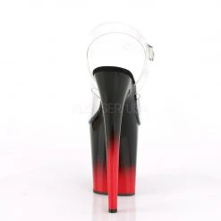 Pleaser FLAMINGO-808BR-H Clear/Black-Red Platform Sandal Shoes