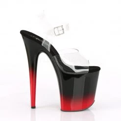 Pleaser FLAMINGO-808BR-H Clear/Black-Red Platform Sandal Shoes