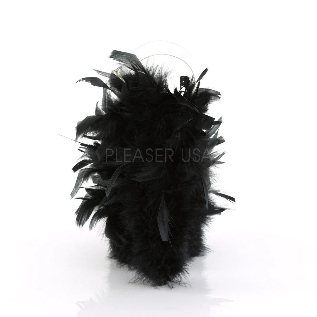 Pleaser FLAMINGO-808F Clear/Black Marabou Feather Platform Sandal 6 Pleaser FLAMINGO-808F Clear/Black Marabou Feather Platform Sandal