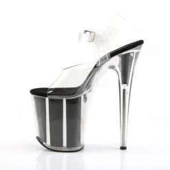 Pleaser Shoes FLAMINGO-808G Clear/Black Glitter Platform Sandal