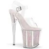 Pleaser FLAMINGO-808G Clear/Opal Glitter Inserts Platform Sandal