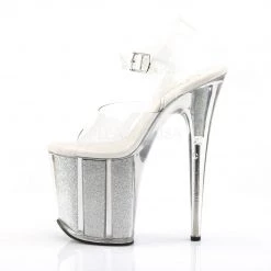 Pleaser FLAMINGO-808G Clear/Silver Glitter Platform Sandal Shoes 10 Pleaser FLAMINGO-808G Clear/Silver Glitter Platform Sandal Shoes