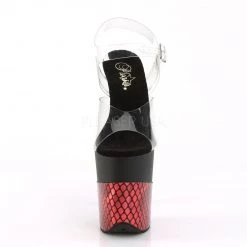 Pleaser FLAMINGO-808HFN Clear-Red Holo Platform Sandal Shoes