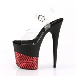 Pleaser FLAMINGO-808HFN Clear-Red Holo Platform Sandal Shoes
