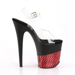 Pleaser FLAMINGO-808HFN Clear-Red Holo Platform Sandal Shoes