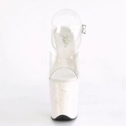 Pleaser Shoes FLAMINGO-808LG Clear/Opal Multi Glitter Platform Sandal