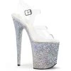 Pleaser FLAMINGO-808LG Clear/Silver Multi Glitter Platform Sandal Shoes