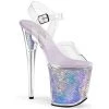 Pleaser Shoes FLAMINGO-808MC Clear/Lavender Hologram Inserts Platform Sandal