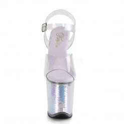 Pleaser Shoes FLAMINGO-808MC Clear/Lavender Hologram Inserts Platform Sandal