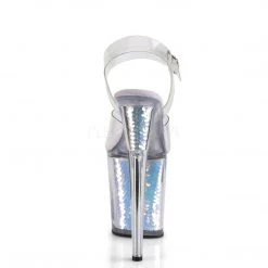 Pleaser Shoes FLAMINGO-808MC Clear/Lavender Hologram Inserts Platform Sandal