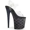 Pleaser Shoes FLAMINGO-808MSLG Clear/Black Multi Glitter Platform Sandal
