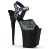Pleaser Shoes FLAMINGO-808N-CK Black Cracker Hologram TPU/Black Platform Sandal