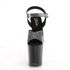 Pleaser Shoes FLAMINGO-808N-CK Black Cracker Hologram TPU/Black Platform Sandal