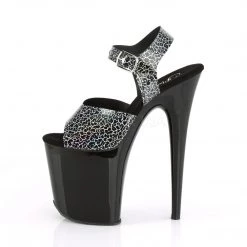 Pleaser Shoes FLAMINGO-808N-CK Black Cracker Hologram TPU/Black Platform Sandal