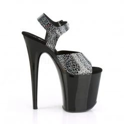 Pleaser Shoes FLAMINGO-808N-CK Black Cracker Hologram TPU/Black Platform Sandal
